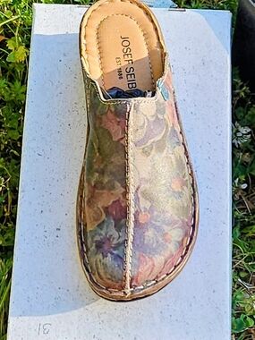Josef Seibel Floral Leather Slip-On Clog - Multicolor